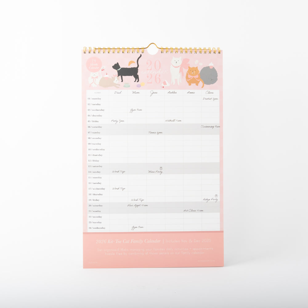 2026 Family Calendar - Kit-Tea Cat